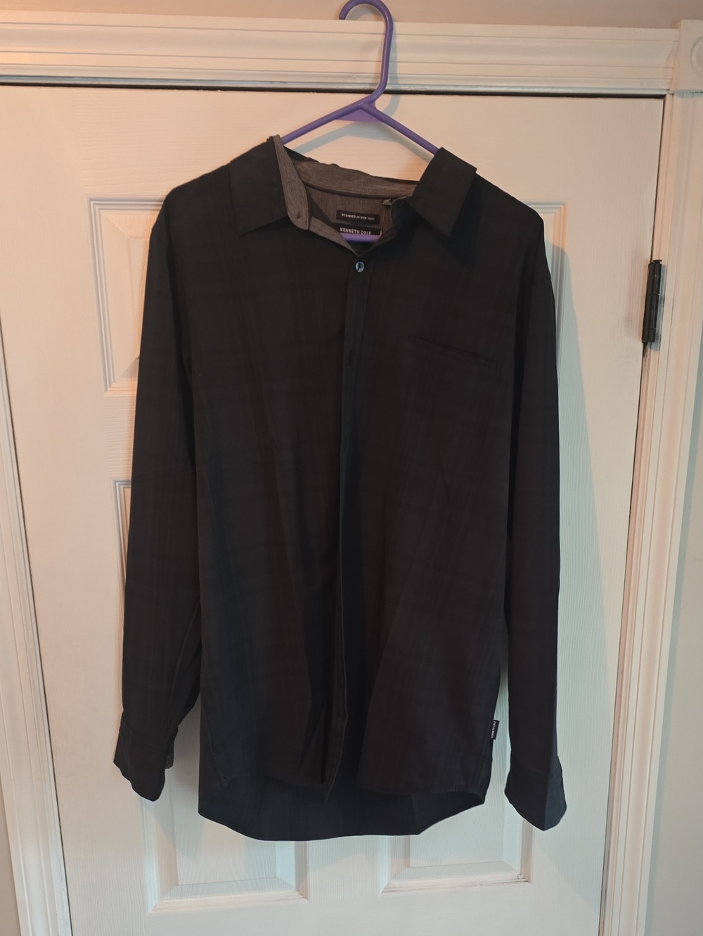 Kenneth Cole Black Plaid Lightweight Shirt